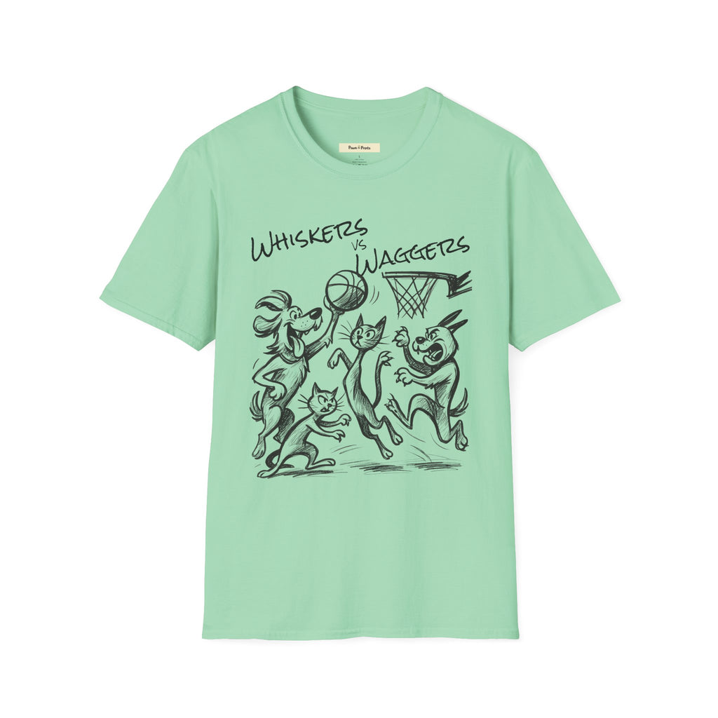 Whiskers vs Waggers- Cat and Dog T-Shirt
