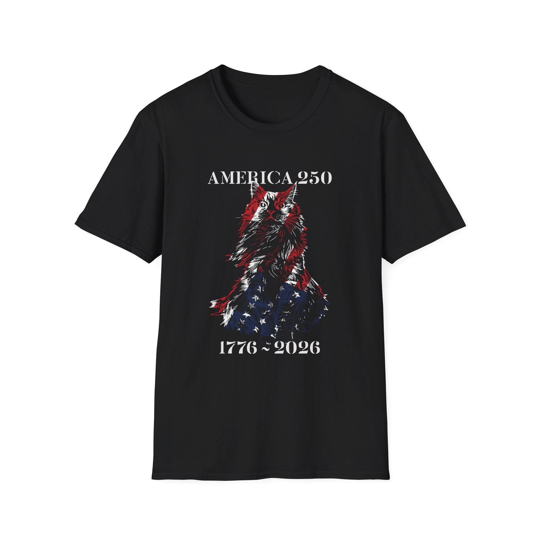 America 250 Fluffy Kitty Flag T-shirt