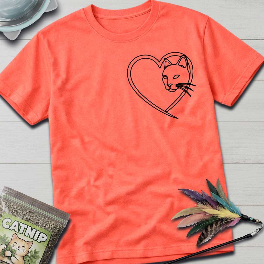 Cat Faced Heart T-Shirt