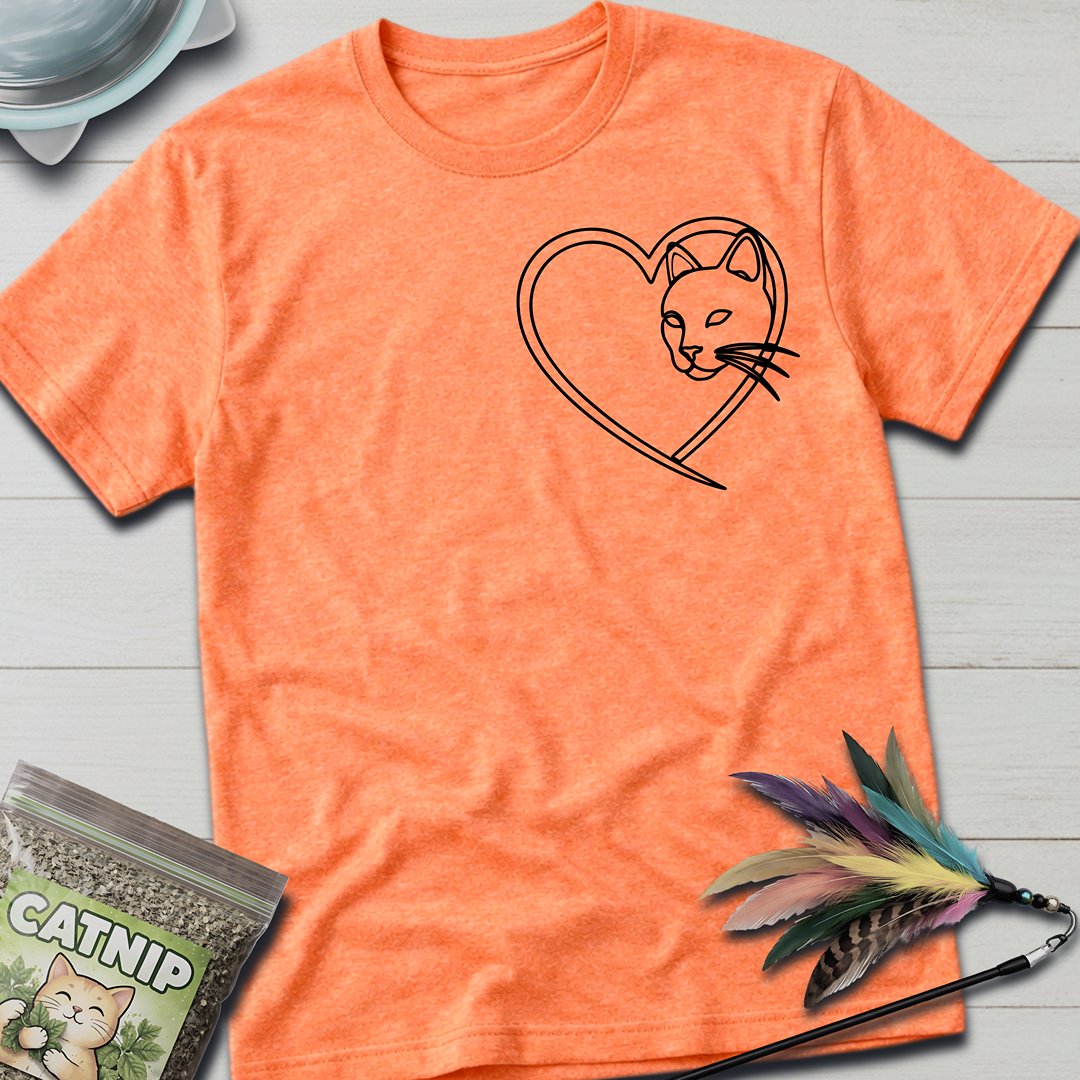Cat Faced Heart T-Shirt