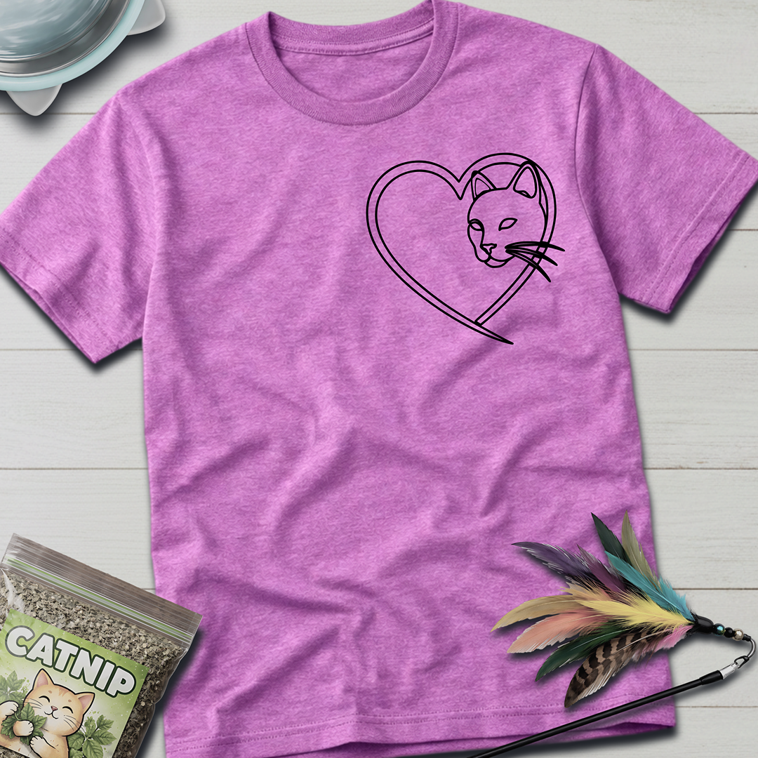 Cat Faced Heart T-Shirt