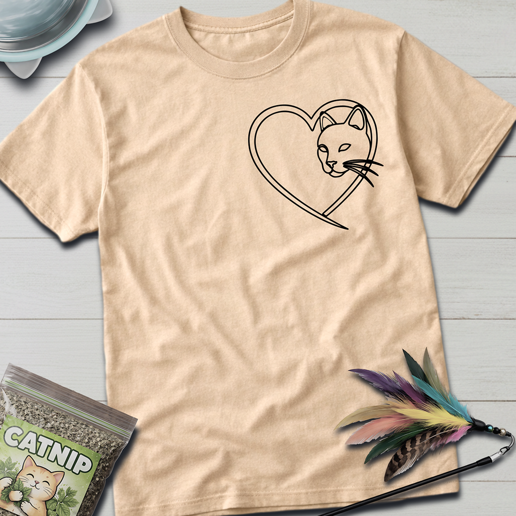 Cat Faced Heart T-Shirt