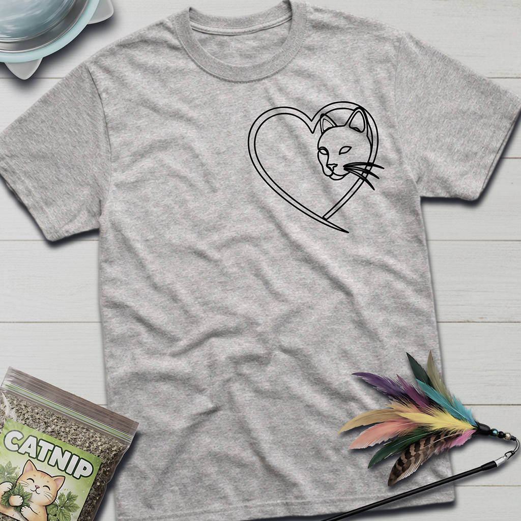 Cat Faced Heart T-Shirt