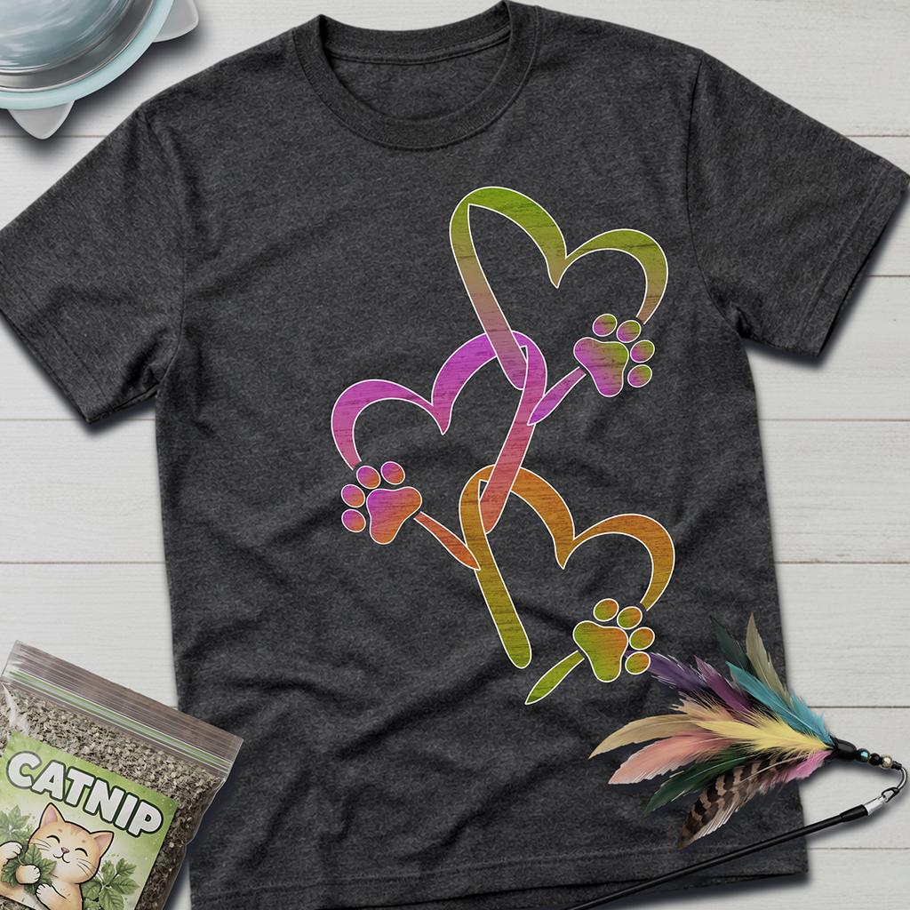 Heart Chain Cat Paws T-Shirt