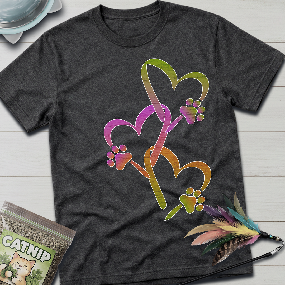 Heart Chain Cat Paws T-Shirt