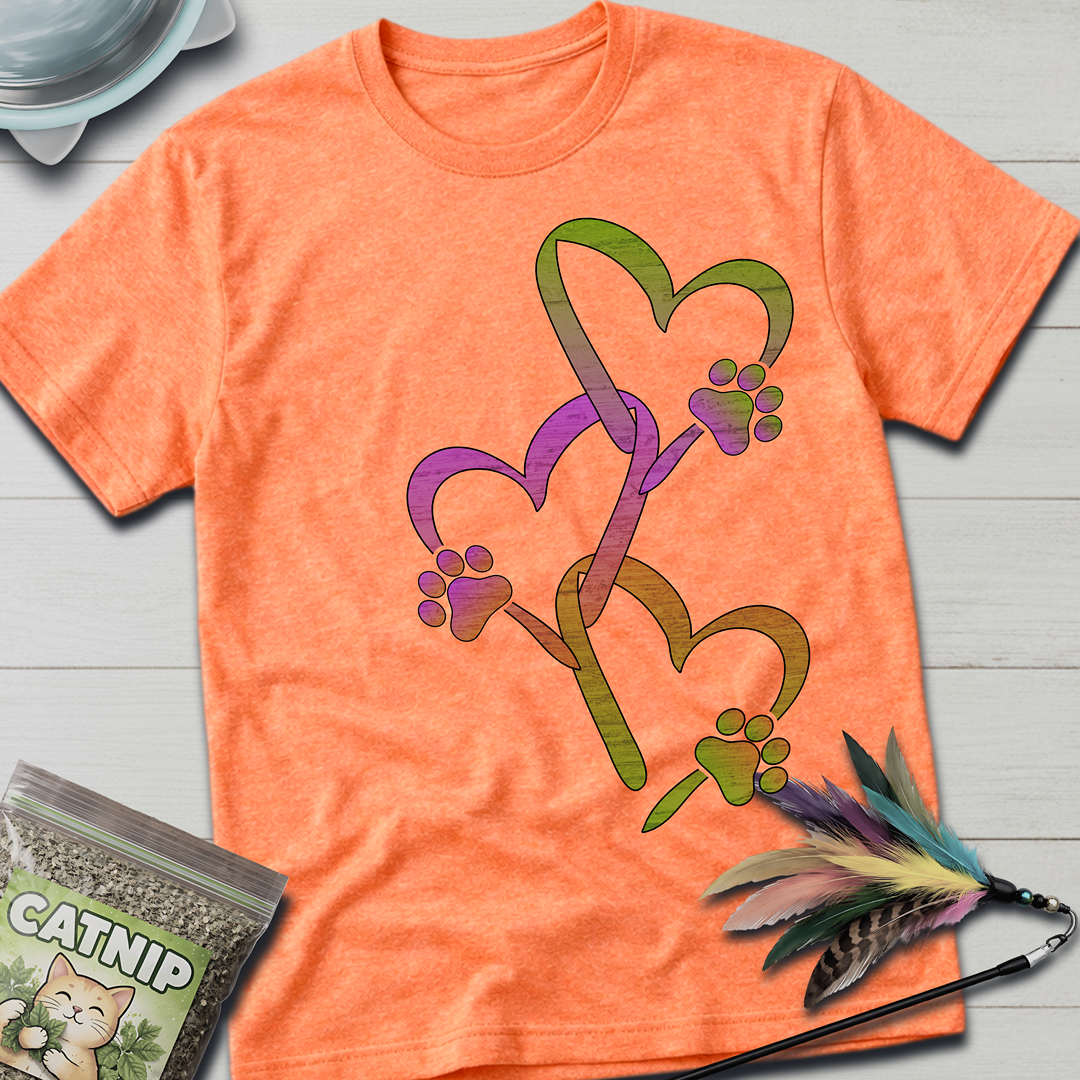 Heart Chain Cat Paws T-Shirt