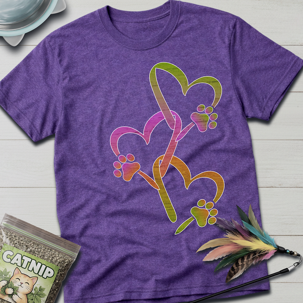 Heart Chain Cat Paws T-Shirt