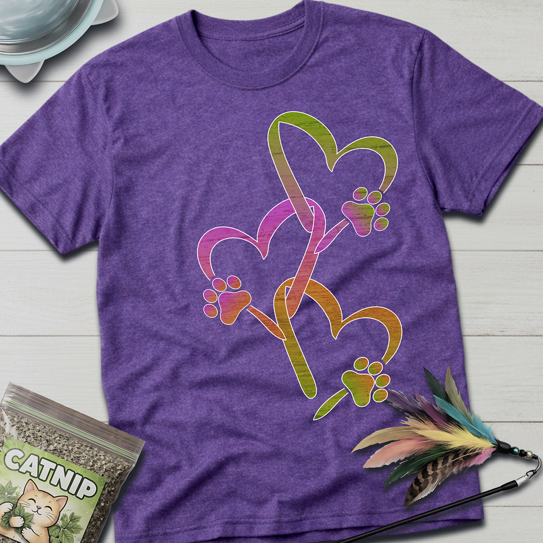 Heart Chain Cat Paws T-Shirt