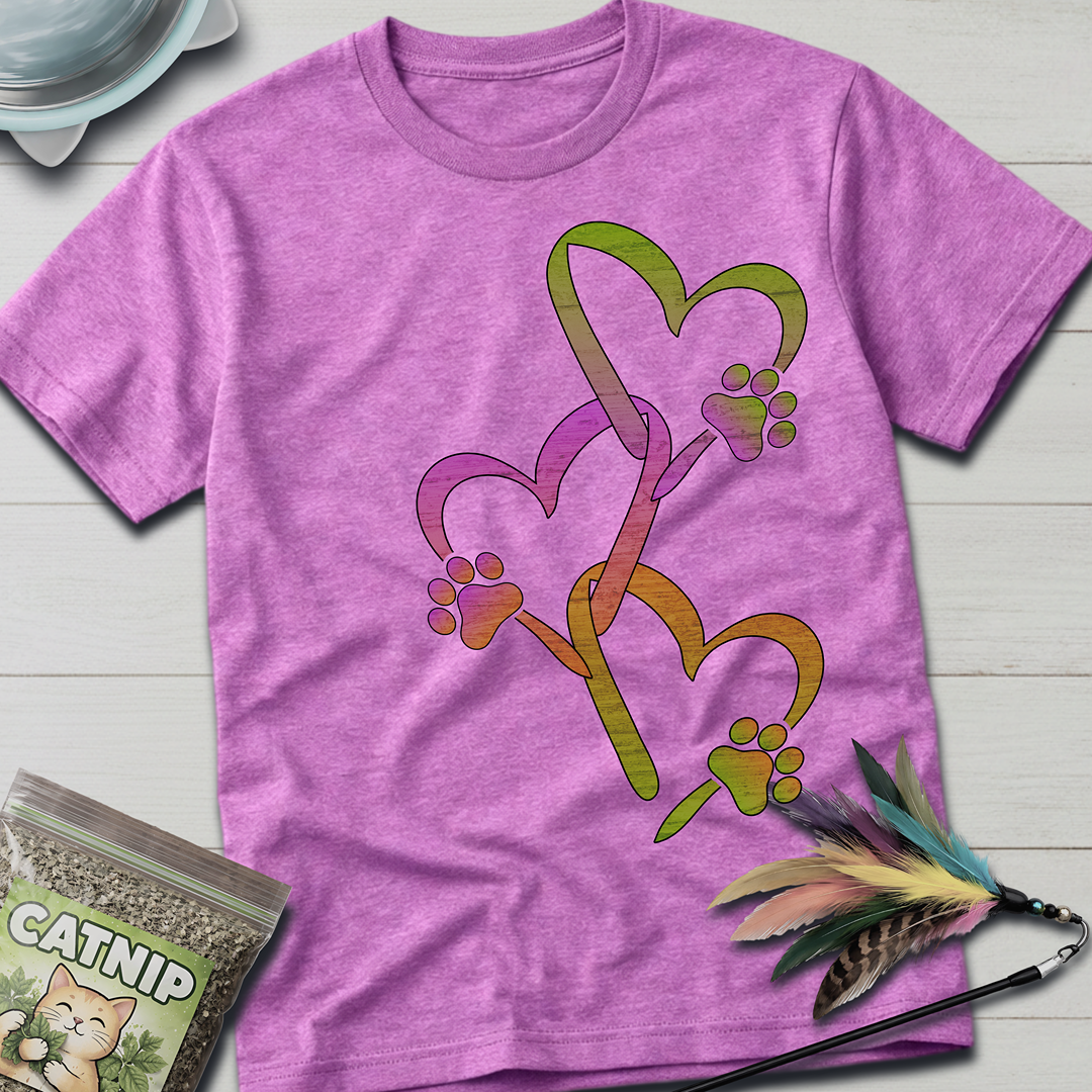 Heart Chain Cat Paws T-Shirt