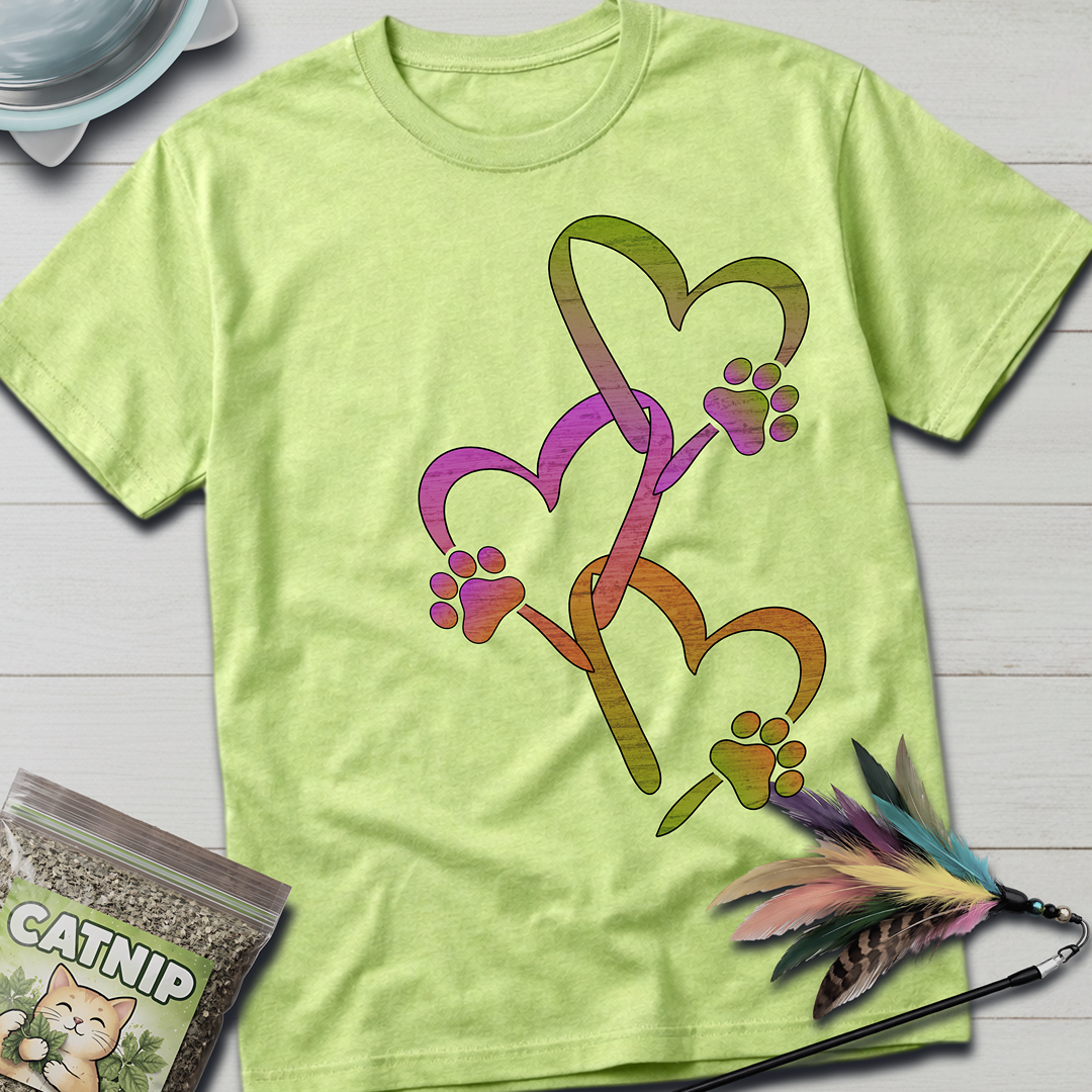 Heart Chain Cat Paws T-Shirt