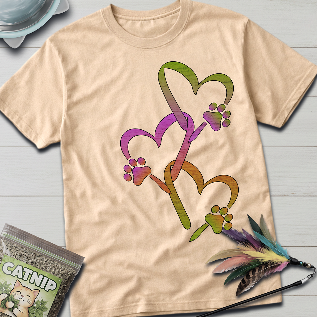 Heart Chain Cat Paws T-Shirt
