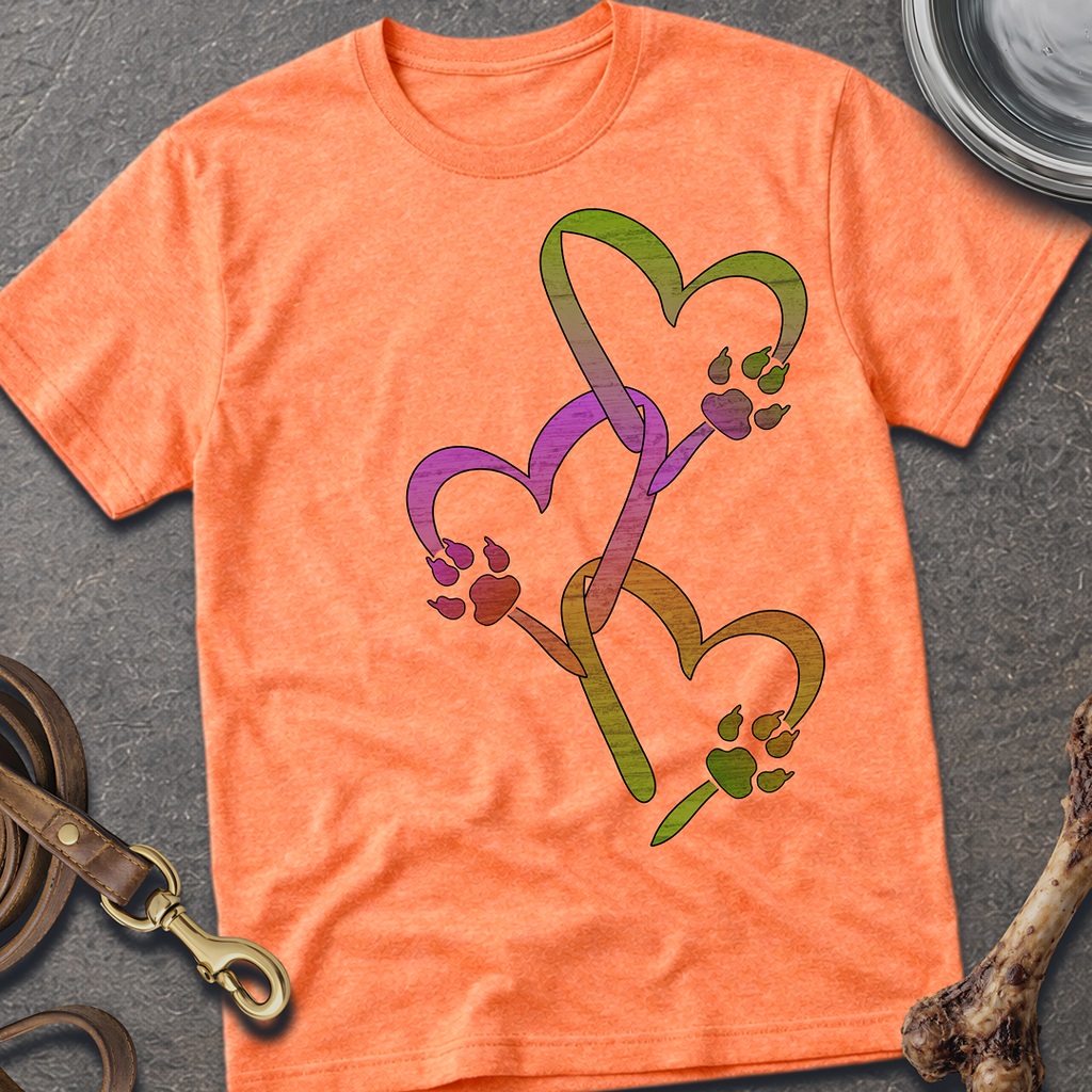 Heart Chain Dog Paws T-Shirt