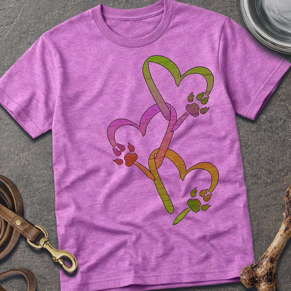 Heart Chain Dog Paws T-Shirt