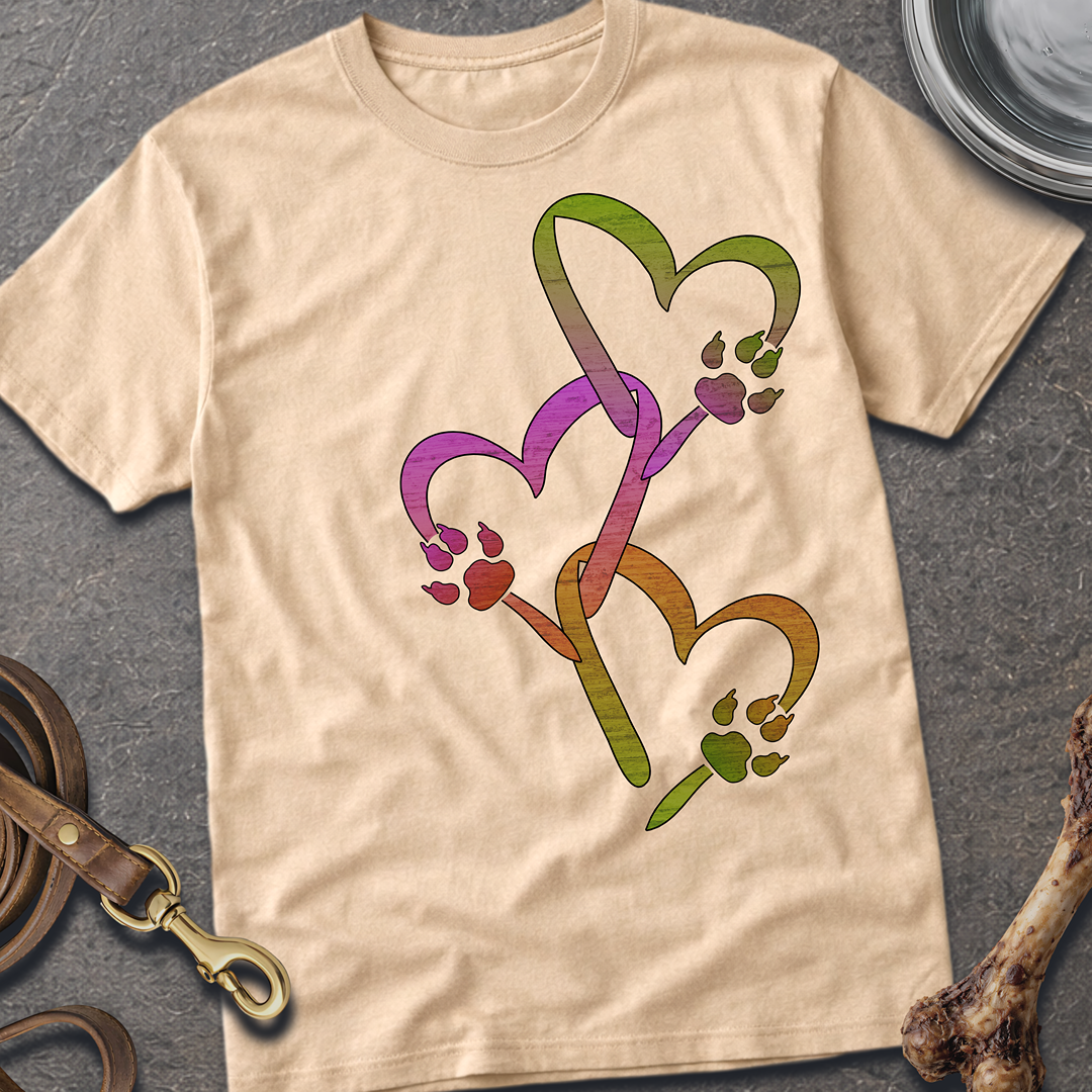 Heart Chain Dog Paws T-Shirt