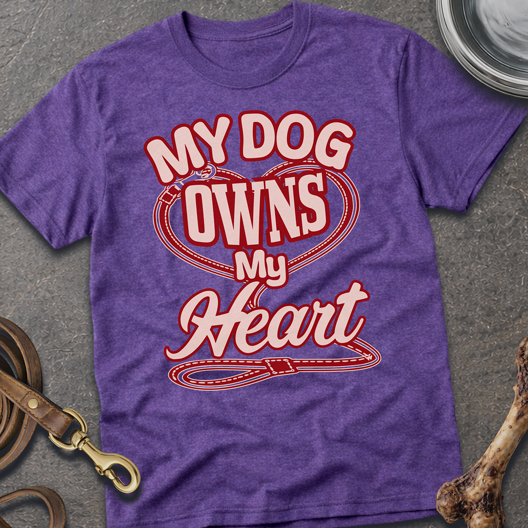 My Dog Owns My Heart T-Shirt - Heather Purple