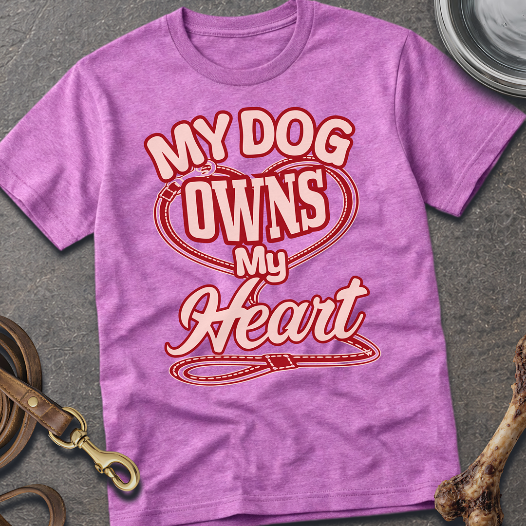 My Dog Owns My Heart T-Shirt - Heather Radiant Orchid