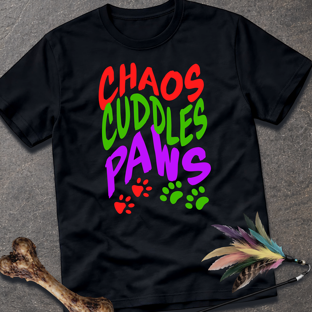 Chaos Cuddles Paws T-Shirt - Black