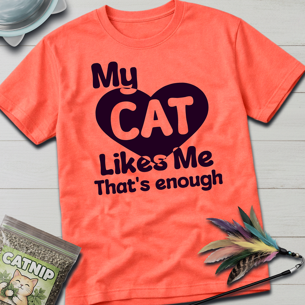 My Cat Likes Me T-Shirt - Coral Silk