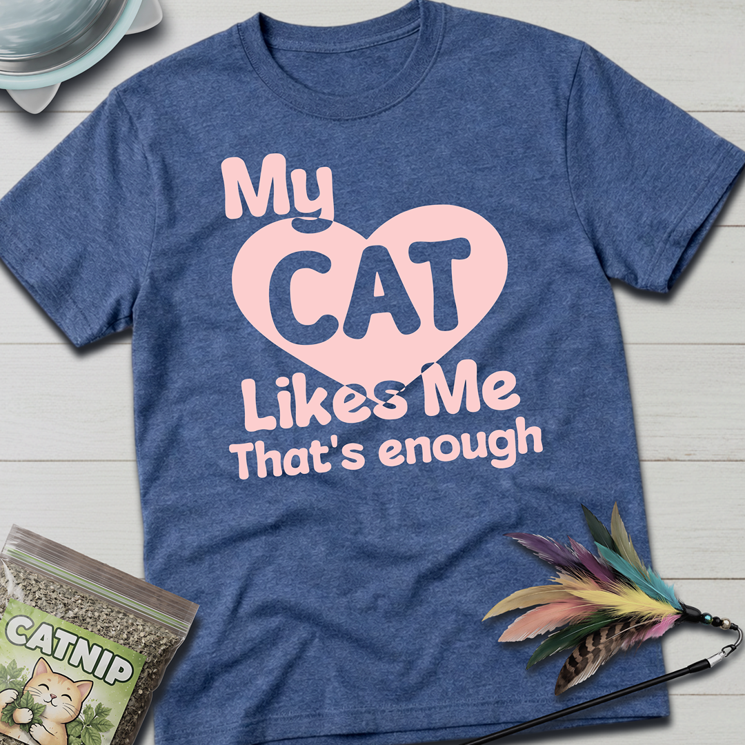 My Cat Likes Me T-Shirt - Heather Indigo